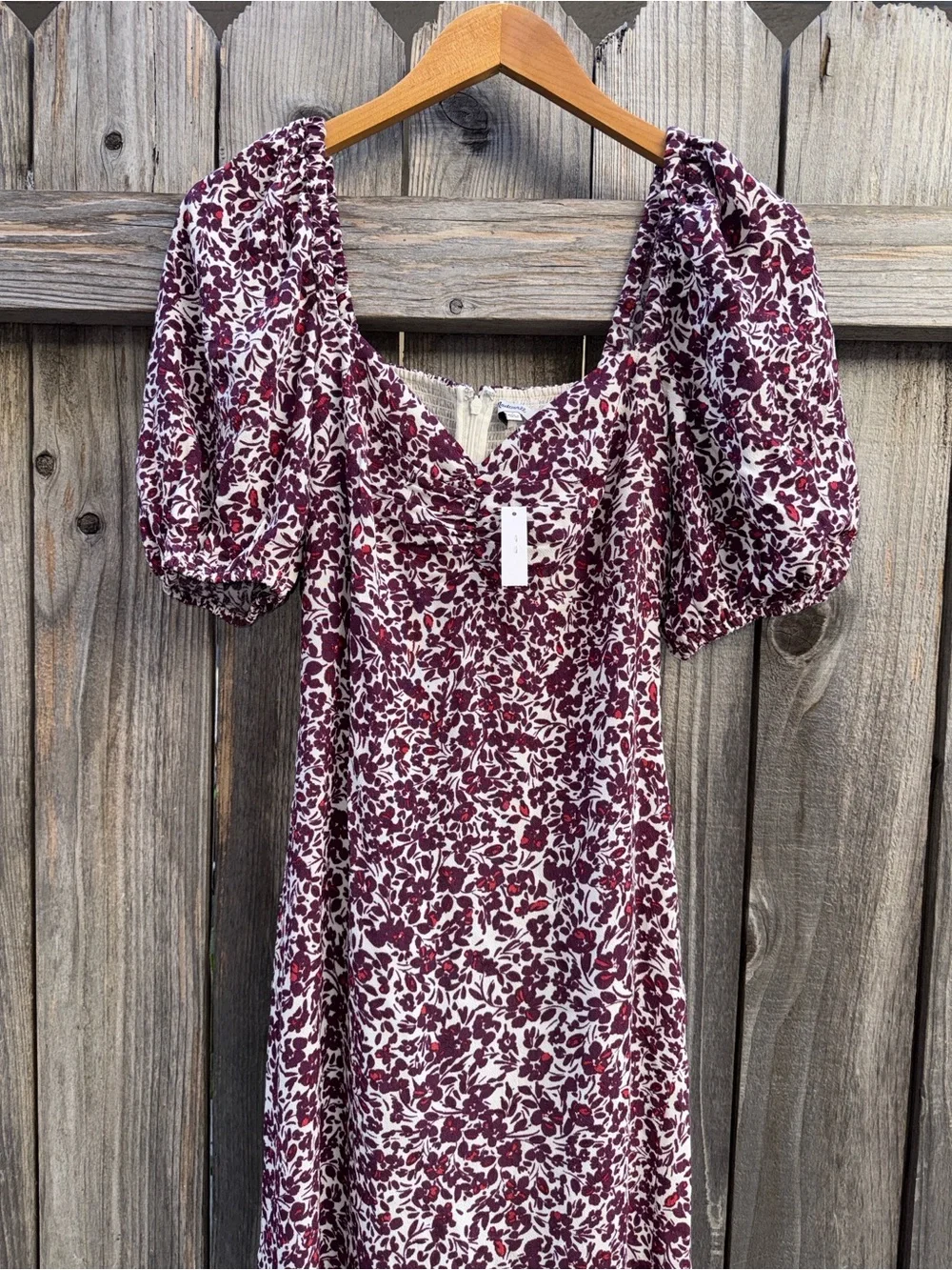 Madewell Puff Sleeve Sweetheart Midi Dress in Floral Size 4